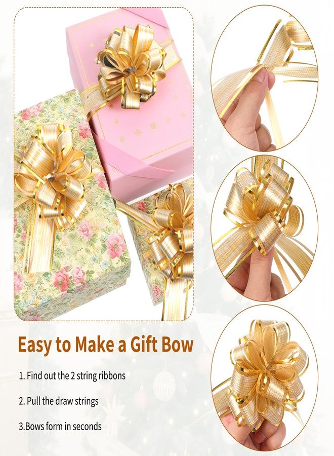 Zelphvt 40 Pcs Large Wrapping Pull Bows Gold Ribbon Pull Bows for Gift Wrapping, Gift Wrap Bows for Valentine's Day Christmas Birthday Gift Decorations(Gold) - Image 3